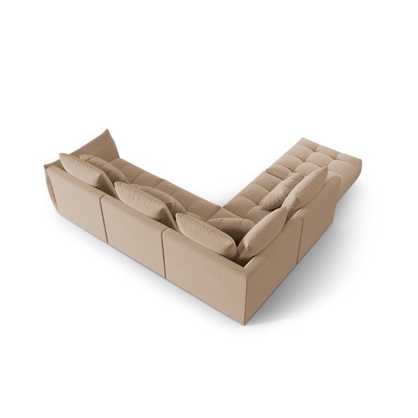 Smėlio spalvos iš velveto kampinė sofa (su kairiuoju kampu/„L“ formos) Bloom – Micadoni -image-3