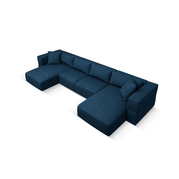 Kampinė sofa mėlynos spalvos („U“ formos) Esther – Milo Casa-image-2