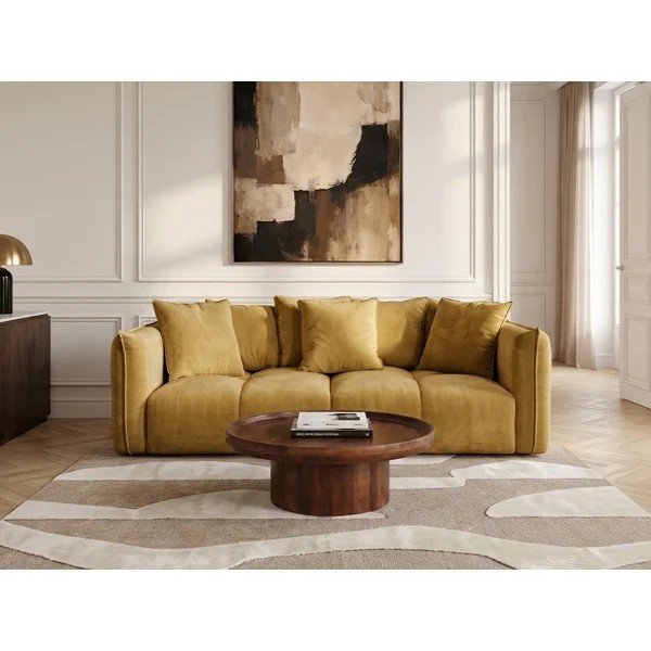 Geltonos spalvos sofa iš šenilinio audinio Harlem – Bobochic Paris-image-3
