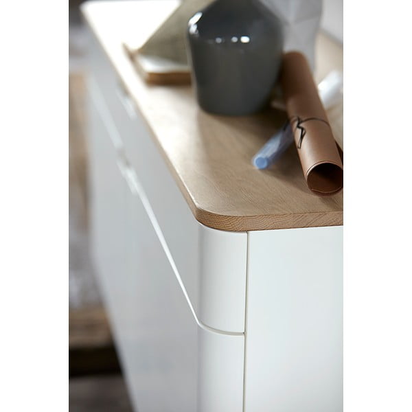 Žema balta komoda iš ąžuolo medienos Unique Furniture Amalfi-image-2
