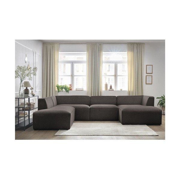 Rudos spalvos iš kordinio velveto modulinė kampinė sofa (su kairiuoju kampu/„U“ formos) Megeve – Bobochic Paris-image-4