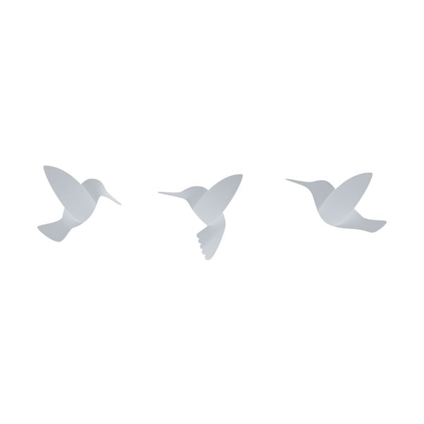 3 baltų 3D sienų lipdukų rinkinys "Umbra Hummingbird