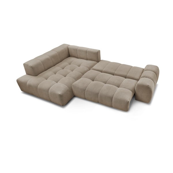 Taupe spalvos iš šenilinio audinio sulankstoma/su sandėliavimo vieta kampinė sofa (su kairiuoju kampu/„L“ formos) Everest – Bobochic Paris-image-4