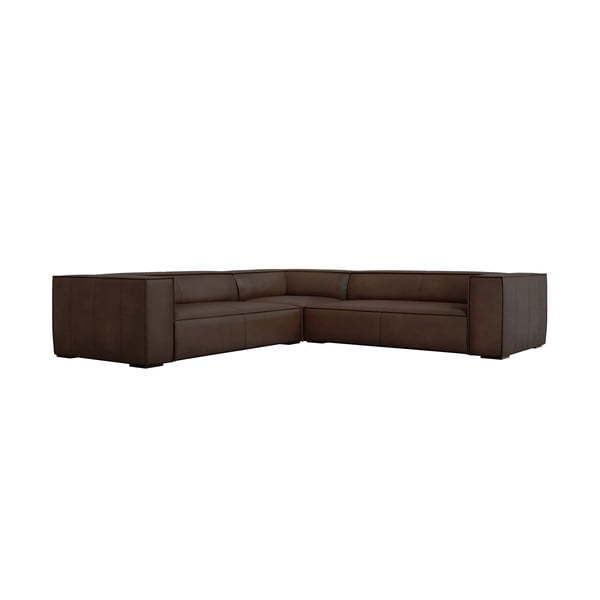 Tamsiai ruda odinė kampinė sofa (kintama) Madame - Windsor & Co Sofas