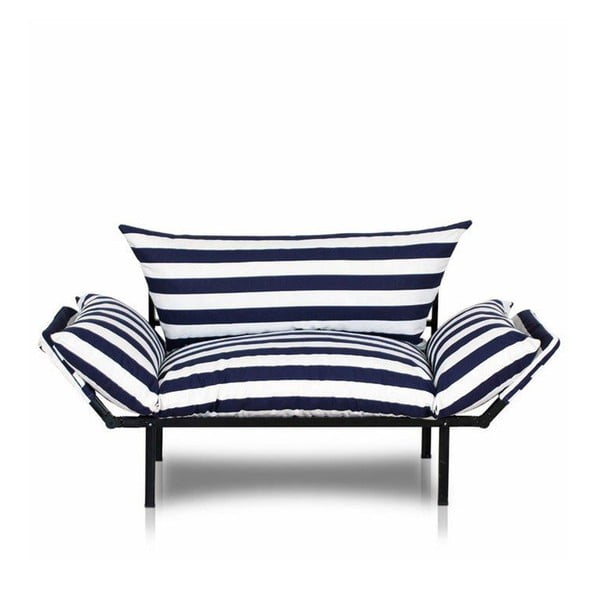Mėlynai ir baltai dryžuota sofa Kate Louise Quinny