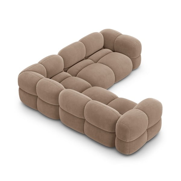 Rudos spalvos iš velveto kampinė sofa Loretto – Cosmopolitan Design-image-4