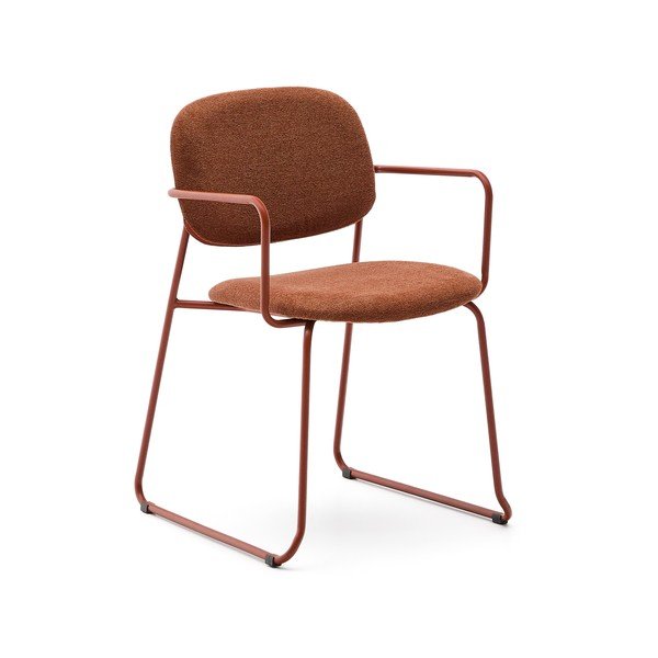 Terakotos spalvos iš metalo valgomojo kėdė su porankiais Meli – Kave Home