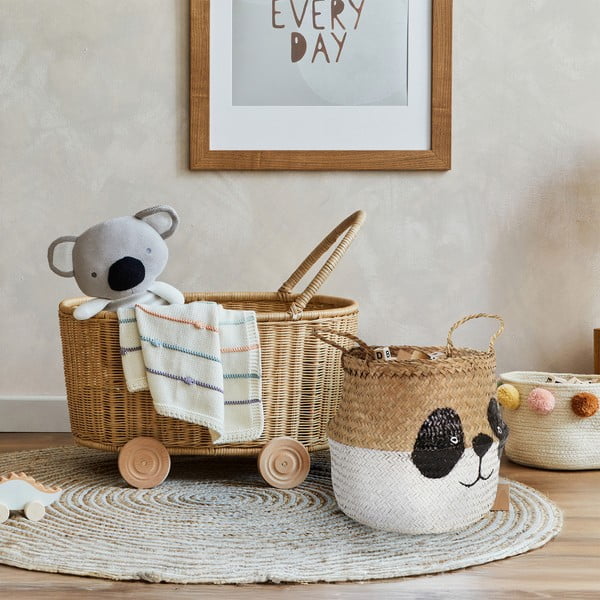 Iš jūržolės vaikiškas krepšys baltos spalvos/natūralios spalvos ø 25x24 cm Panda – Compactor-image-1