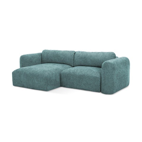 Mėlynos spalvos iš šenilinio audinio sulankstoma/su sandėliavimo vieta kampinė sofa (su kairiuoju kampu/su gultu) Mele – Makamii-image-1