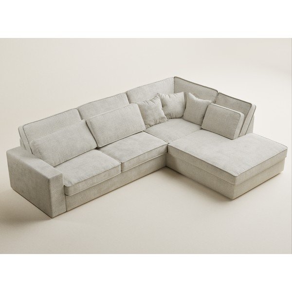 Pilkai smėlinės spalvos kampinė sofa iš šenilinio audinio (su dešiniuoju kampu/„L“ formos) Kirou – Maison de Rêve-image-3