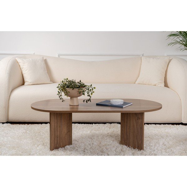 Tamsiai rudos spalvos kavos staliukas iš riešutmedžio 60x119 cm Sable – Kalune Design-image-3