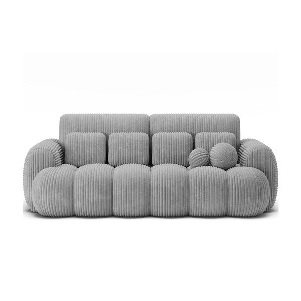 Pilkos spalvos sulankstoma sofa iš kordinio velveto 256 cm Cotonn – ELTAP