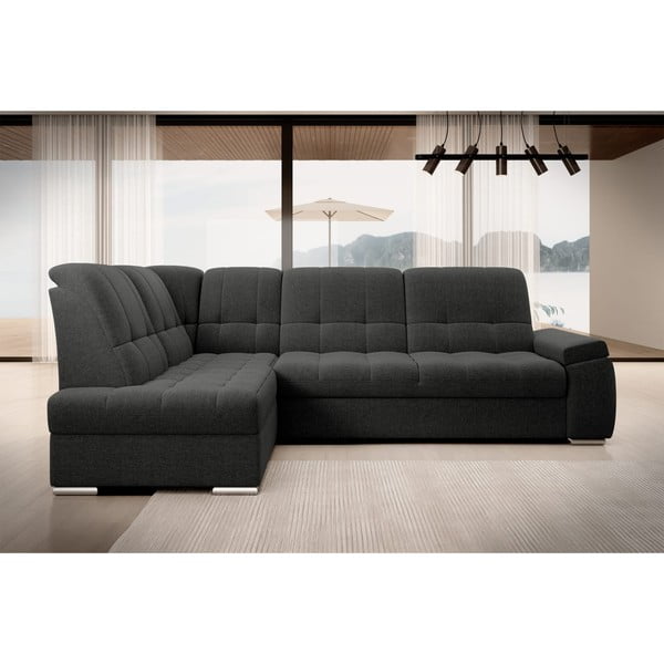 Tamsiai pilkos spalvos sulankstoma/su sandėliavimo vieta kampinė sofa (su kairiuoju kampu/„L“ formos) Sado – ELTAP-image-3