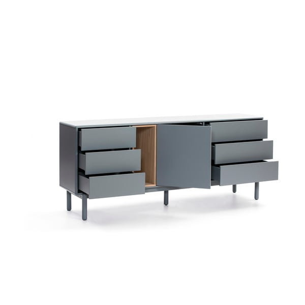 Žema šoninė spintelė mėlynos spalvos/pilkos spalvos 180x76 cm Corvo – Teulat-image-3