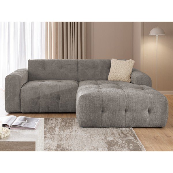 Pilkos spalvos kampinė sofa (su dešiniuoju kampu/su gultu) Melva – Ropez-image-4
