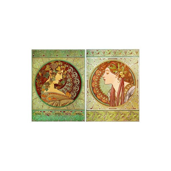 2 paveikslų rinkinys "Gebenė ir lauras", Alfonsas Mucha, 80x60 cm