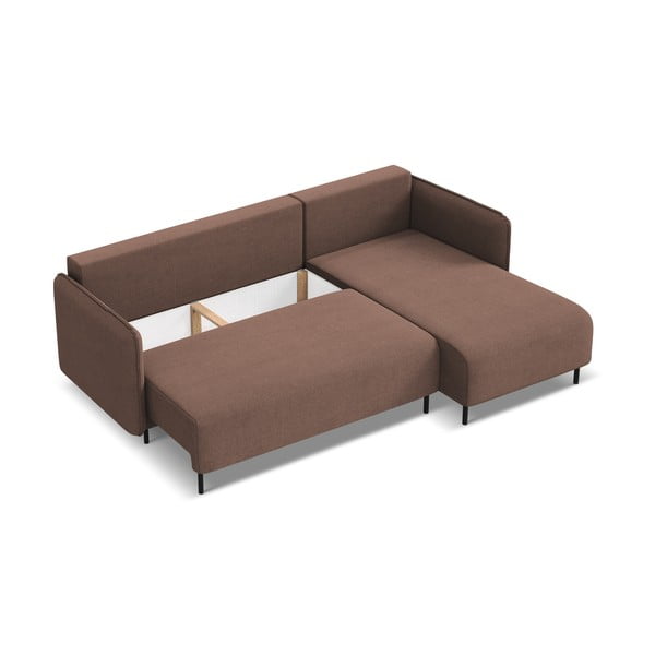 Rožinės spalvos sulankstoma/su sandėliavimo vieta kampinė sofa (su dešiniuoju kampu) Luana – Makamii-image-2