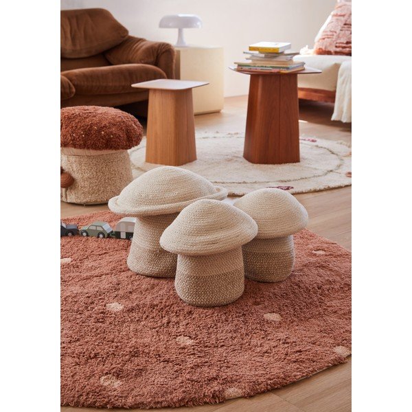 Skalbiamas/rankų darbo iš medvilnės vaikiškas kilimas raudonos plytų spalvos ø140 cm Round Dot Chestnut – Lorena Canals-image-3