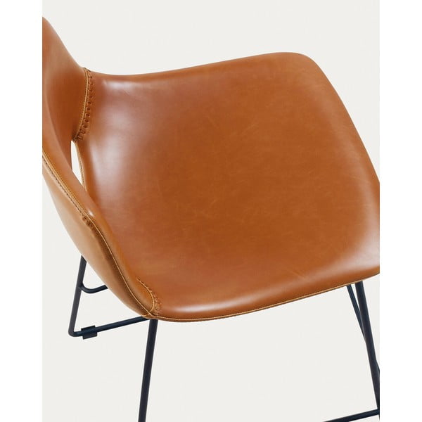 Konjako rudos spalvos iš dirbtinės odos baro taburetė (sėdynės aukštis 76 cm) Zahara – Kave Home-image-4