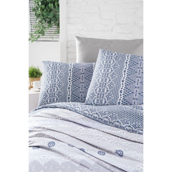 Dvigulė patalynė mėlynos spalvos iš medvilnės 200x200 cm Asia – Mijolnir-image-1