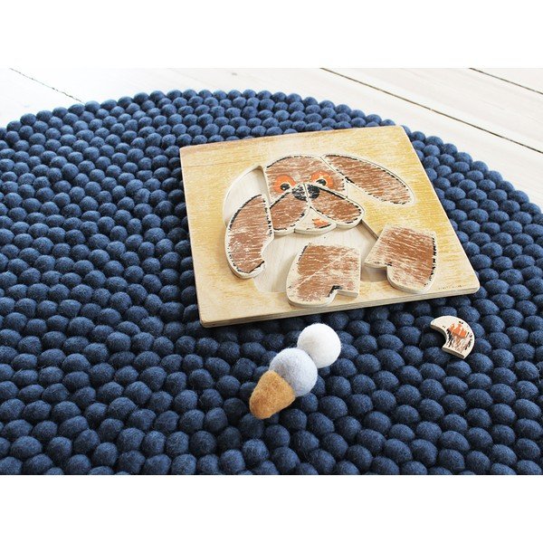 Mėlynas vilnos kilimas Wooldot Ball Rugs, ⌀ 200 cm-image-2