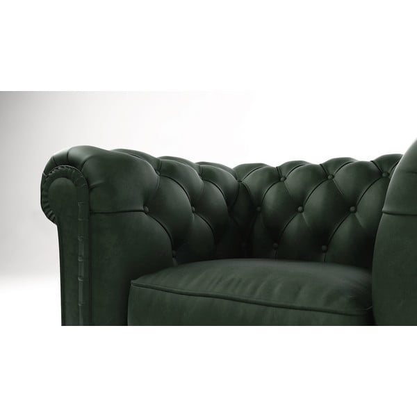 Tamsiai žalias aksominis fotelis Cambridge - Ropez-image-3