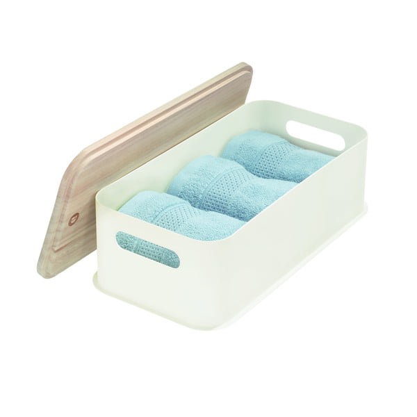 Balta dėžutė su dangteliu pagaminta iš paulovnijos medienos iDesign Eco Handled, 21,3 x 43 cm-image-3