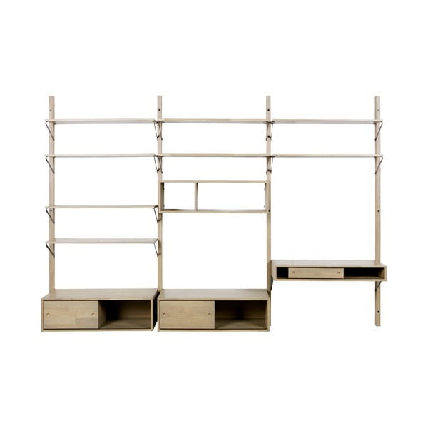 Darbo stalas iš ąžuolo medienos su stalčiumi, skirtas WOOOD Gyan sieniniam rinkiniui-image-2