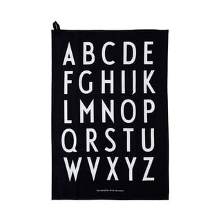 Juodas medvilninis rankšluostis Design Letters Alphabet, 40 x 60 cm