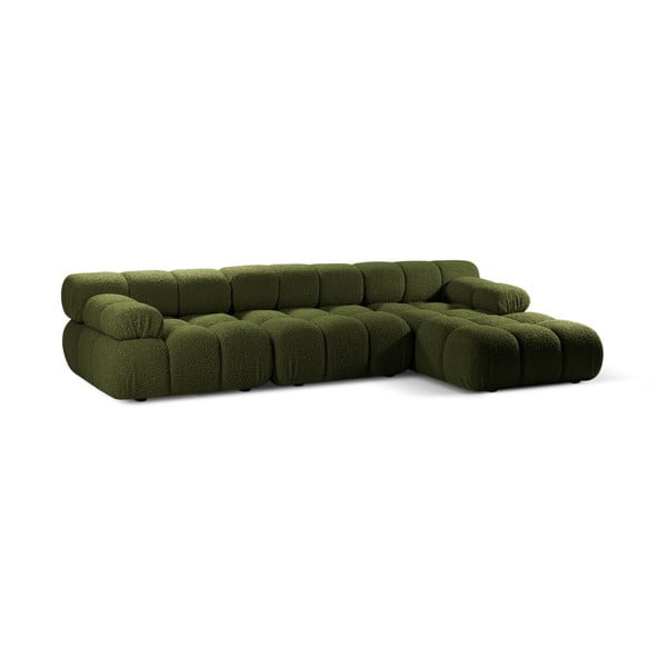 Iš boucle modulinė kampinė sofa žalios spalvos (su dešiniuoju kampu) Bellis – Micadoni Home-image-3