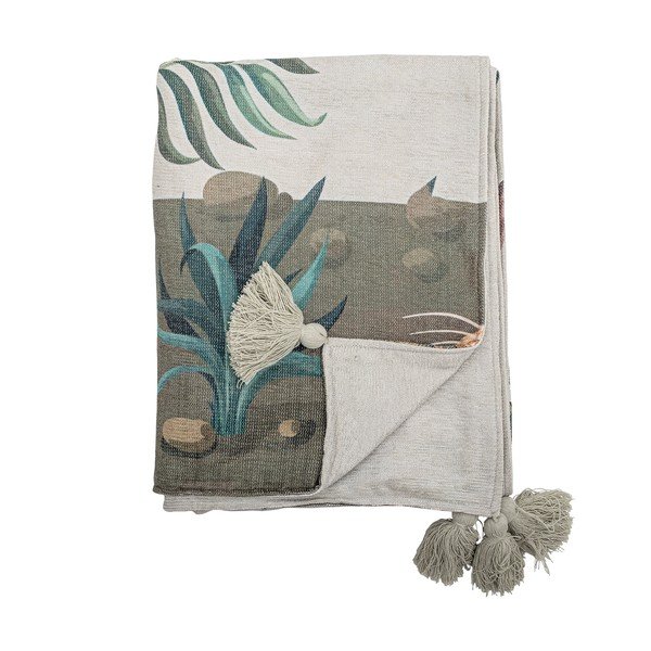 Žalios spalvos antklodė ir pledas 130x155 cm Peacock – Bloomingville