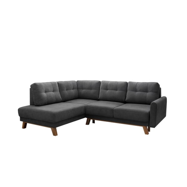 Tamsiai pilka "Bobochic Paris Balio" sofa-lova, kairysis kampas, 244 cm