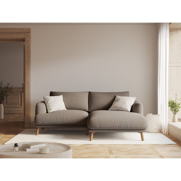 Taupe spalvos kampinė sofa (su dešiniuoju kampu/su gultu) Naomi – Micadoni -image-1