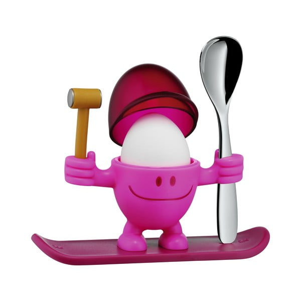 Raudonos ir rožinės spalvos kiaušinių laikiklis su šaukštu WMF Cromargan® Mc Egg-image-2