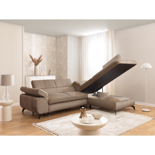 Rudos spalvos kampinė sofa iš kordinio velveto (su dešiniuoju kampu/„L“ formos) Marbeya  – Ropez-image-4