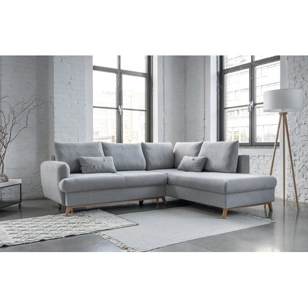 Šviesiai pilkos spalvos sulankstoma/su sandėliavimo vieta kampinė sofa (su dešiniuoju kampu/„L“ formos) Scandic Lagom – Miuform-image-3