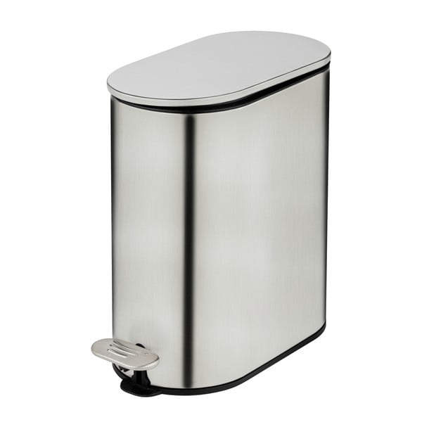 Matinės sidabrinės spalvos iš nerūdijančio plieno šiukšliadėžė su pedalu 5 l Collungo – Wenko