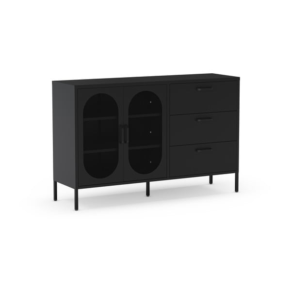 Šoninė spintelė juodos spalvos 140x90 cm Diora – Marckeric-image-2