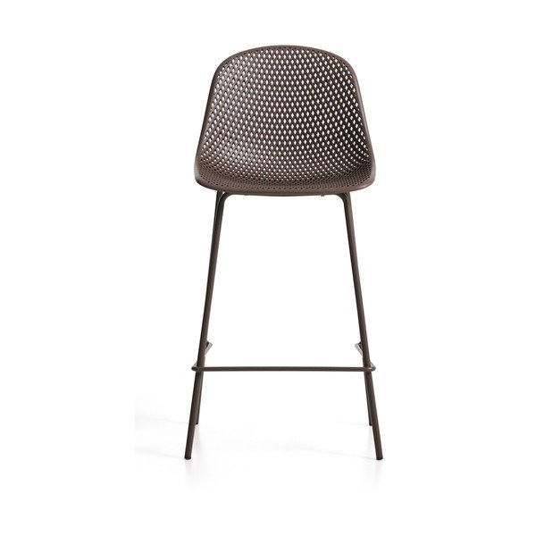 Rudos spalvos metalinė/plastikinė sodo baro taburetė Quinby – Kave Home-image-2