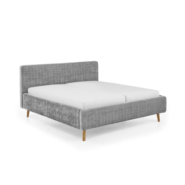 Dvigulė lova šviesiai pilkos spalvos audiniu dengta su lovos grotelėmis 180x200 cm Primavera – Meise Möbel