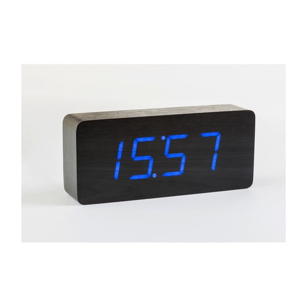 Juodos spalvos žadintuvas su mėlynu LED ekranu "Gingko Slab Click Clock-image-4