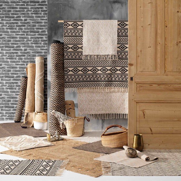 Kilimas juodos spalvos/natūralios spalvos 120x170 cm Zigzag – douceur d'intérieur-image-2