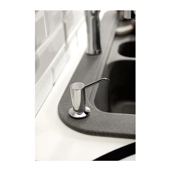 Iš plastiko įleidžiamas muilo dozatorius matinės juodos spalvos 350 ml – Sapho-image-1