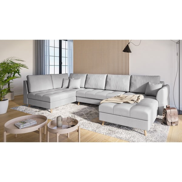Šviesiai pilka kampinė sofa (dešinysis kampas) Ariella - Ropez-image-2
