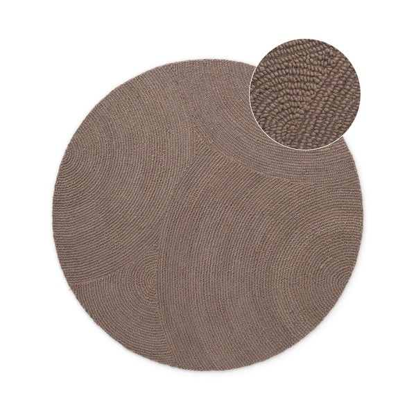 Rankų darbo taupe spalvos iš vilnos apvalios formos kilimas ø 150 cm Eleni Taupe – Hanse Home