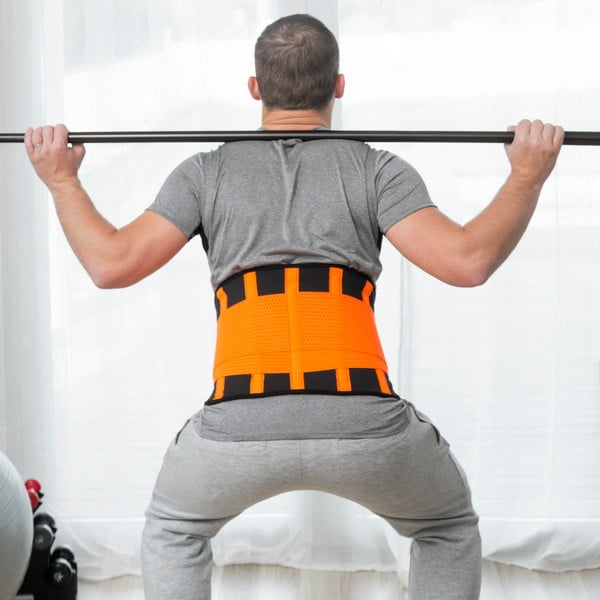 Oranžinės ir juodos spalvos sportinis diržas svoriui mažinti ir laikysenai "InnovaGoods", M dydžio