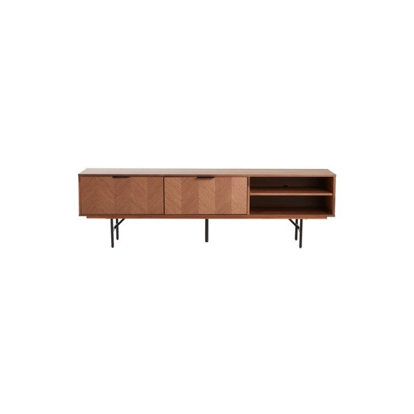 Tamsios natūralios spalvos TV spintelė iš riešutmedžio 180x51x40 cm Duvberg – Jotex-image-3
