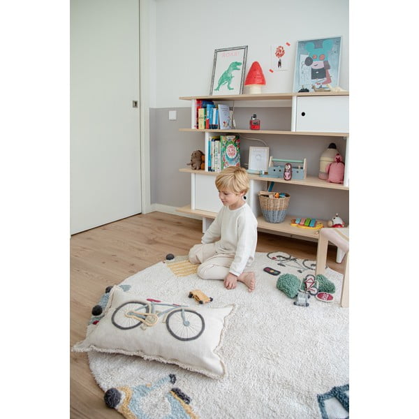 Skalbiamas/rankų darbo iš medvilnės vaikiškas kilimas kreminės spalvos ø140 cm Wheels – Lorena Canals-image-3
