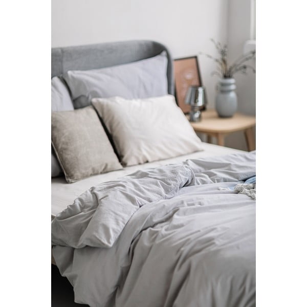 Šviesiai pilkos spalvos medvilninė dvivietė patalynė Bonami Selection, 200 x 200 cm-image-3