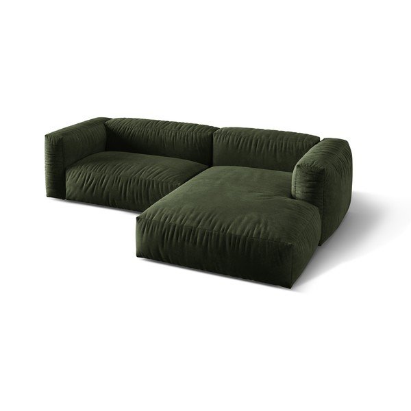 Žalios spalvos iš velveto modulinė kampinė sofa (su dešiniuoju kampu/su gultu) Martina – Micadoni -image-2